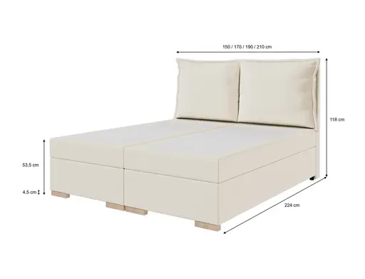 Boxspringbett SANDRIN A- Liegefläche ca. 180x200 cm, Stoff, Creme