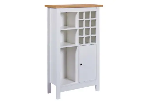 Weinschrank - B ca. 76 cm, Weiß, Artisan Eiche Nachbildung