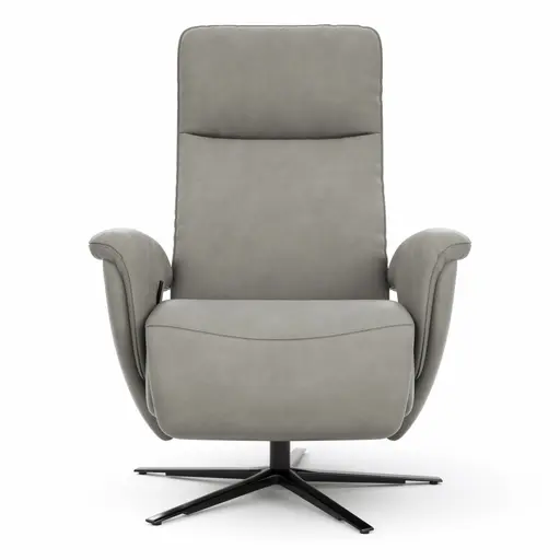 Sessel Tulsa Relax - Größe L, inkl. Kopf-/Fußteil/Rückenlehne verstellbar, Leder, Graubeige