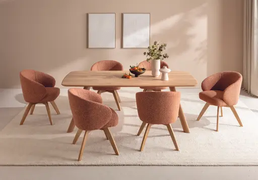 Esstisch Nayara - LB ca. 200x100 cm, Eiche massiv, satin gebeizt matt lackiert