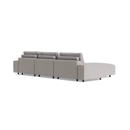 Ecksofa Serava - Longchair links mit 2,5-Sitzer, inkl. Relaxfunktion, Stoff, Grau