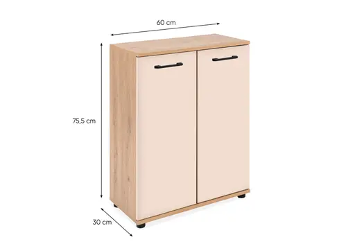 Kommode- B ca. 60 cm, Eiche Dekor, Beige