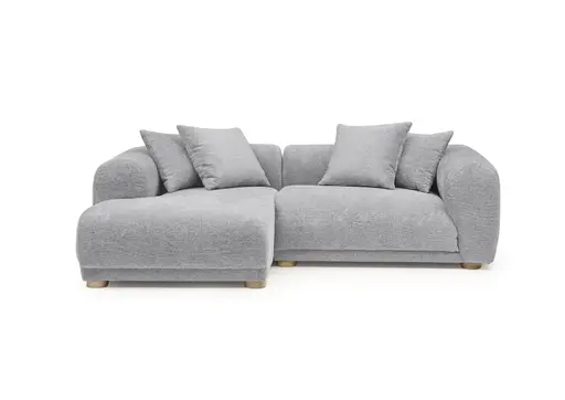 Ecksofa - Longchair links mit 2-Sitzer, Stoff, Silbergrau