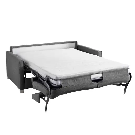 Schlafsofa - 2-Sitzer mit Schlaffunktion inkl. Lattenrost und Kaltschaummatratze, Stoff, Hellblau