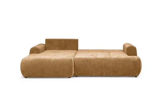 Ecksofa - Longchair links mit 2-Sitzer, Stoff, Goldfarben