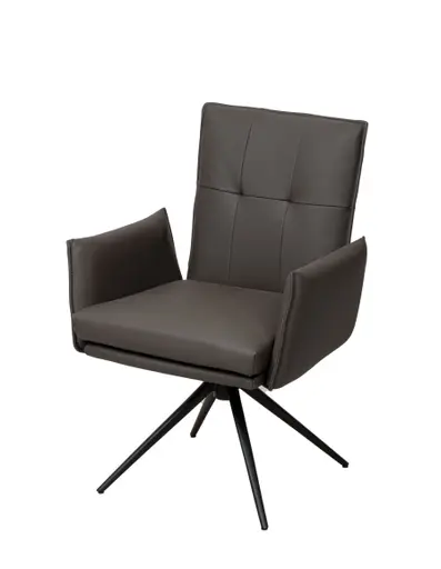 Armlehnstuhl MARCELLA - drehbar, Leder, Dunkelbraun