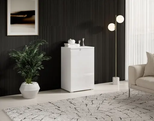 Kommode - B ca. 50 cm, Weiß, Hochglanz