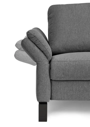 Ecksofa CALM PREMIUM 2.0 - 3-Sitzer mit Longchair rechts, Relaxfunktion motorisch, Armlehne verstellbar, Stoff, Anthrazit