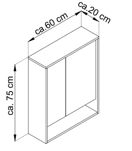 Spiegelschrank- B ca. 60 cm, Eiche Dekor, Spiegel