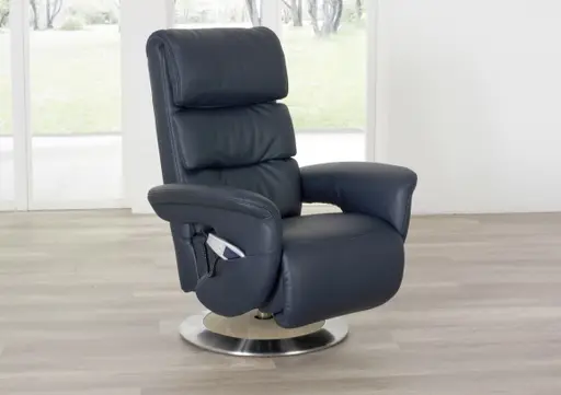 Fernsehsessel EM Hamm - Massagefunktion, Leder, Dunkelblau