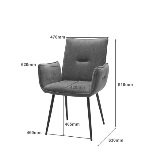 Armlehnstuhl MARCELA - Stoff, Anthrazit
