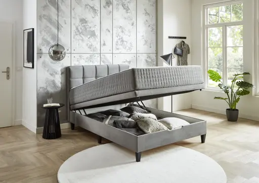 Boxbett - Liegefläche ca. 140x200 cm, Stoff, Grau