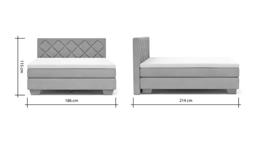 Boxspringbett Taja - Liegefläche ca. 180x200 cm, Stoff, Grau