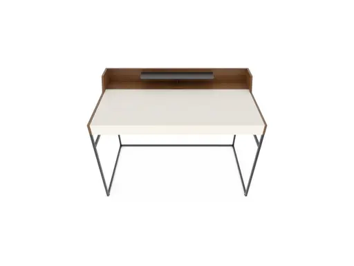 Schreibtisch - Nussbaum, Natur, Lack, Weiß