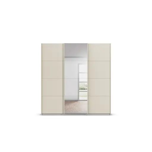Schwebetürenschrank RIVASA- B ca. 203 cm, Champagner, Spiegel