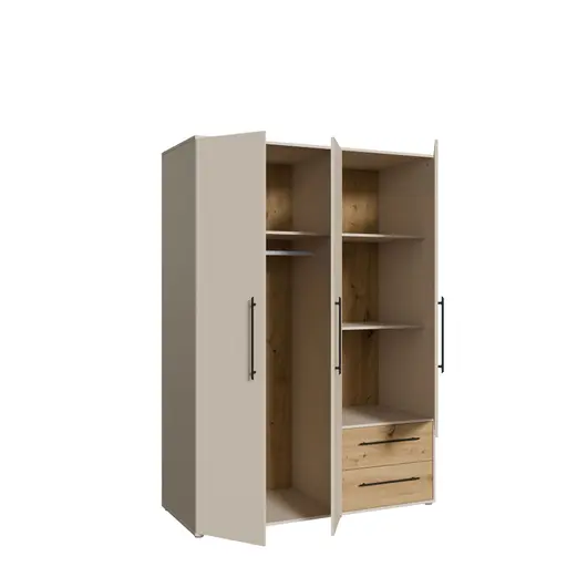  Drehtürenschrank FATHIE- B ca. 144 cm, Sand, Eiche Dekor