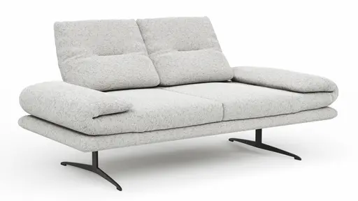 Sofa Lucero 2.0 - 2-Sitzer klein inkl. Drehsitz, Rollout-Armlehne und Sitztiefe verstellbar, Stoff, Offwhite