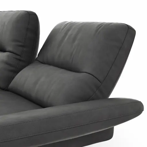 Ecksofa  Alexander -  Longchair links mit 3-Sitzer inkl. Kopfstütze/Armlehne verstellbar, Leder, Grau