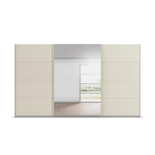 Schwebetürenschrank RIVASA- B ca. 361 cm, Champagner, Spiegel