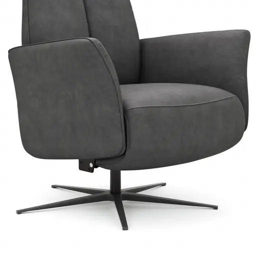 Drehsessel Aberdeen - Größe L, inkl. Relaxfunktion (motorisch), Kopfteil verstellbar, Stoff, Schwarz