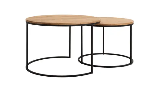 Beistelltisch-Set Kima - LBH ca. 75x75x50 cm/60x60x45 cm, Wildeiche geölt