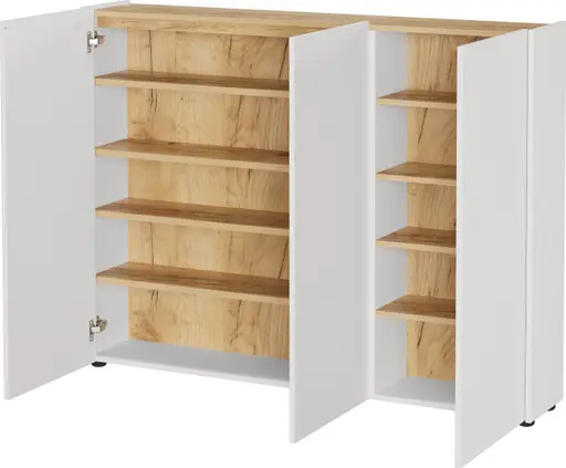 Schuhschrank GASIRA - B ca. 138 cm, Kaschmir, Navarra Eiche Nachbildung