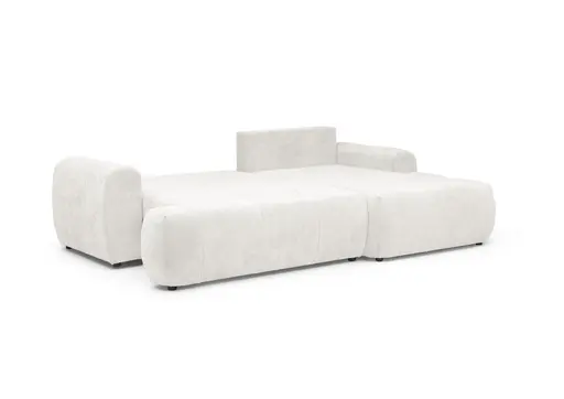 Ecksofa - 2-Sitzer mit Longchair rechts, Stoff, Offweiss