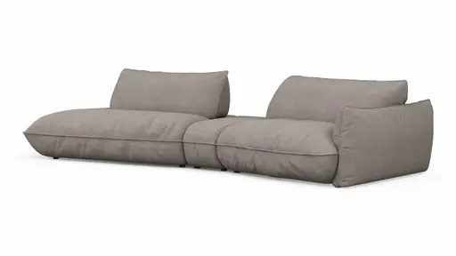 Trapezsofa Fluffy - 2-Sitzer mit Trapezelement und Abschlussteil inkl. Rückenlehne verstellbar, Stoff, Taupe