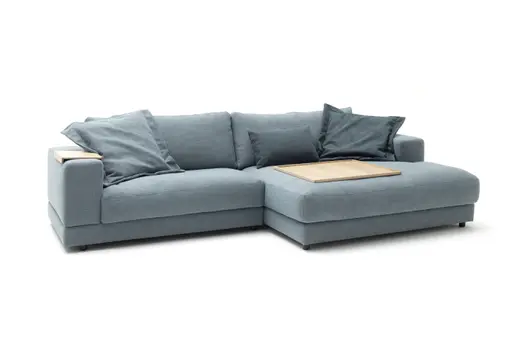 Ecksofa Juni - 1,5-Sitzer mit Longchair rechts, Stoff, Petrol