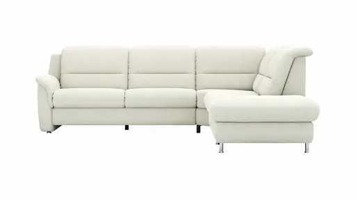 Ecksofa Cornella Plus - 2-Sitzer links mit Ecke und Abschlussteil rechts, Stoff, Creme