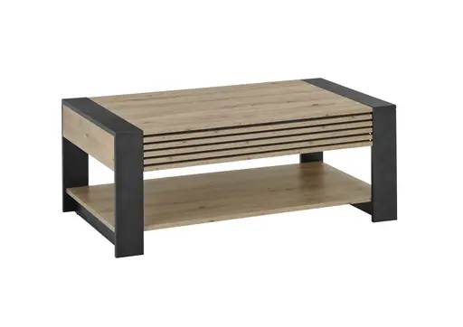 Couchtisch - LB ca. 108x60 cm, Artisan Eiche Nachbildung, Schwarz