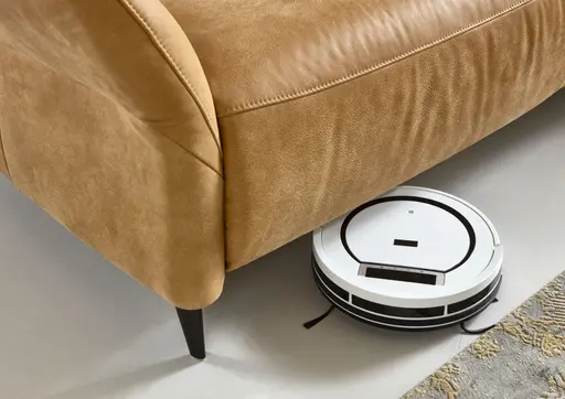 Ecksofa - 3-Sitzer mit Longchair rechts, Rückenlehne verstellbar, Leder, Kurkuma