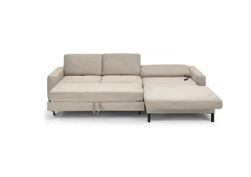  Ecksofa CALM MOVE 2.0 - 2,5-Sitzer mit Longchair rechts, Schlaffunktion, Feincord, Sand