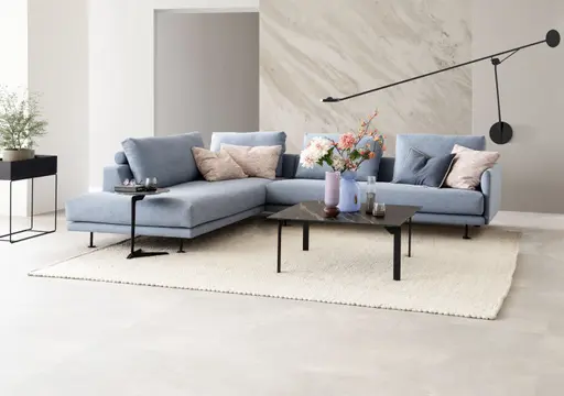 Ecksofa Cuneo - Ecke links mit 2,5-Sitzer, Stoff, Hellblau