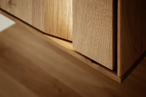 Vitrine Due Viso - inkl. Beleuchtung, BHT ca. 78x200x40 cm, Wildeiche massiv, geölt