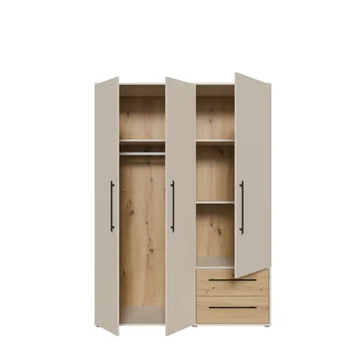  Drehtürenschrank FATHIE- B ca. 144 cm, Sand, Eiche Dekor