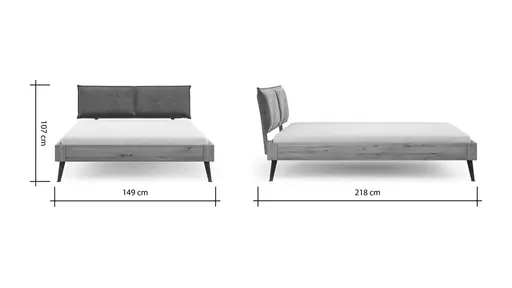 Bettgestell 1660 - Liegefläche ca. 140x200 cm, Wildeiche massiv, geölt