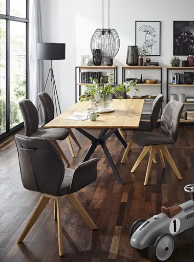 Armlehnstuhl Dinner - drehbar, Stoff, Dunkelbraun