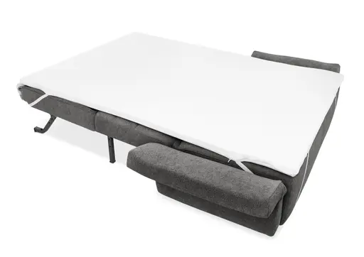  Faltsofa Easy - 2-Sitzer, ca. 140 cm inkl. Schlaffunktion/Topper/Armteil verstellbar, Stoff, Dunkelgrau
