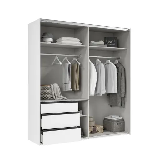 Schwebetürenschrank- B ca. 200 cm, Weiß