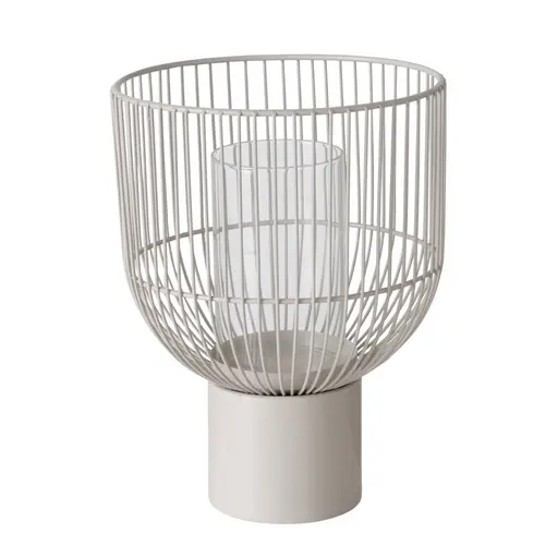 Windlicht - Eisen/Glas, Beige