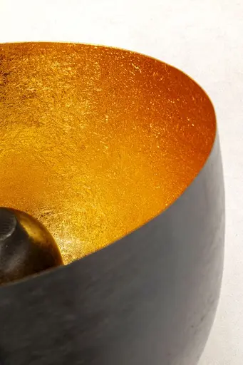 Bodenleuchte- DH ca. 35x31 cm, Stahl vernickelt, Schwarz, Gold