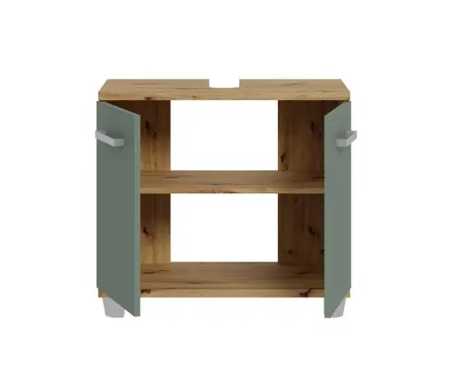 Waschbeckenunterschrank- B ca. 69 cm, Eiche Dekor, Graugrün