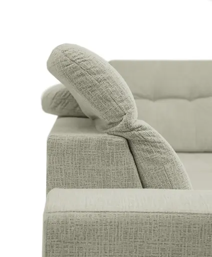 Ecksofa -2-Sitzer mit Ecke rechts, Kopfteil verstellbar, Sitztiefe verstellbar motorisch, Stoff, Perlmutt