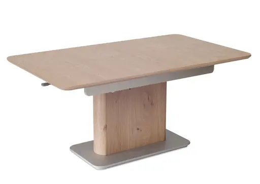 Couchtisch - ausziehbar/höhenverstellbar, LBH. ca. 120x70x54cm, Wildeiche, Echtholz furniert