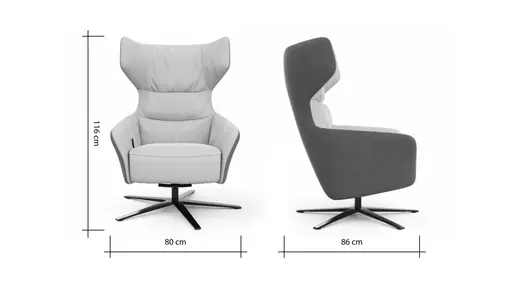 Drehsessel Houston Relax - Größe M, inkl. Relaxfunktion + Gasdruckfeder, Leder, Dunkelbraun