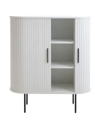 Highboard - B ca. 100 cm, Eiche Furnier, Weiß