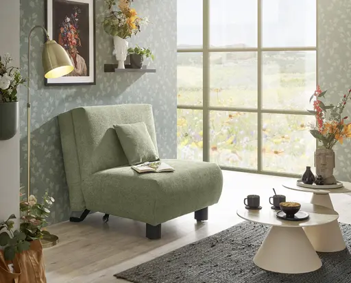  Faltsessel EBBY - ohne Armlehne inkl. Schlaffunktion, Stoff, Grün