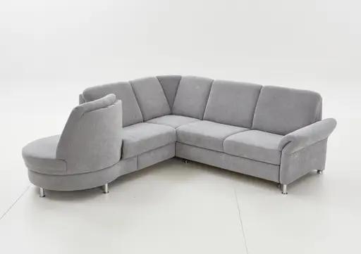 Ecksofa - Ecke links und 2,5-Sitzer, Drehsitz, Stoff, Silbergrau