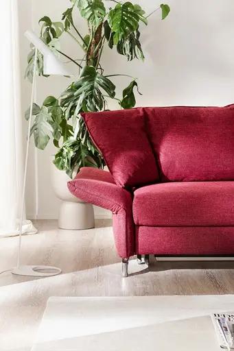 Sofa - 2-Sitzer, Relaxfunktion/Schlaffunktion, Stoff, Rot